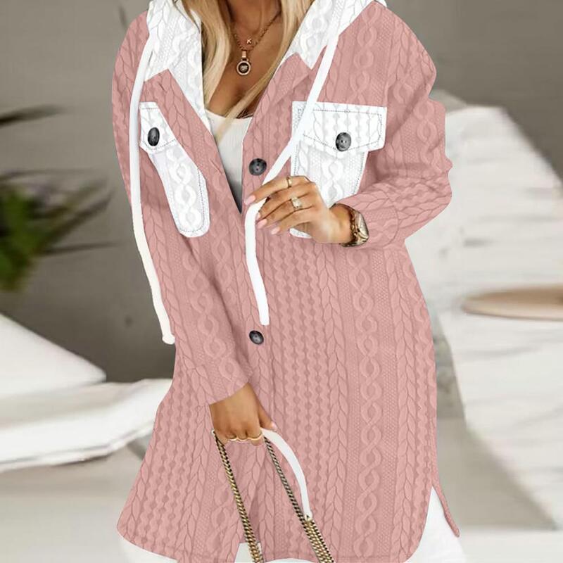 Cardigan oversize con cappuccio cappotto maglione con cappuccio da donna alla moda lavorato a maglia spesso colorato per l'autunno inverno moda donna Cardigan lungo