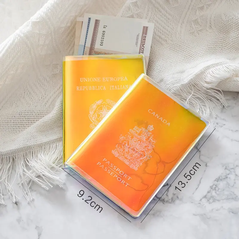 Fashion Transparent Starlight Passport Cover Girls Travel Ticket ID Credit Card Holders PVC Jelly Color Laser Passport Holder