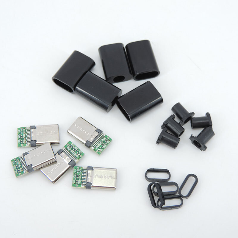 タイプC USBコネクタ,3.1,24ピン,オス溶接電源,日曜大工の修理用,データケーブル,充電器,白,黒,e1