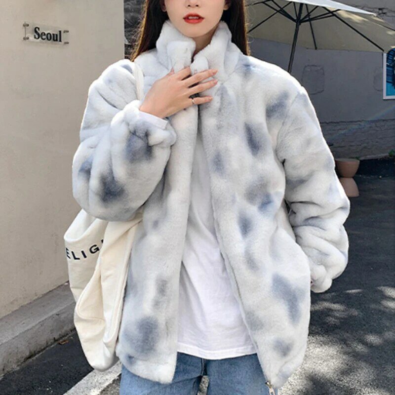 2022 New Lamb Plush Coat Women's Fashion INS Autumn and Winter Plush Thickened Loose Fur Imitation Cotton Coat