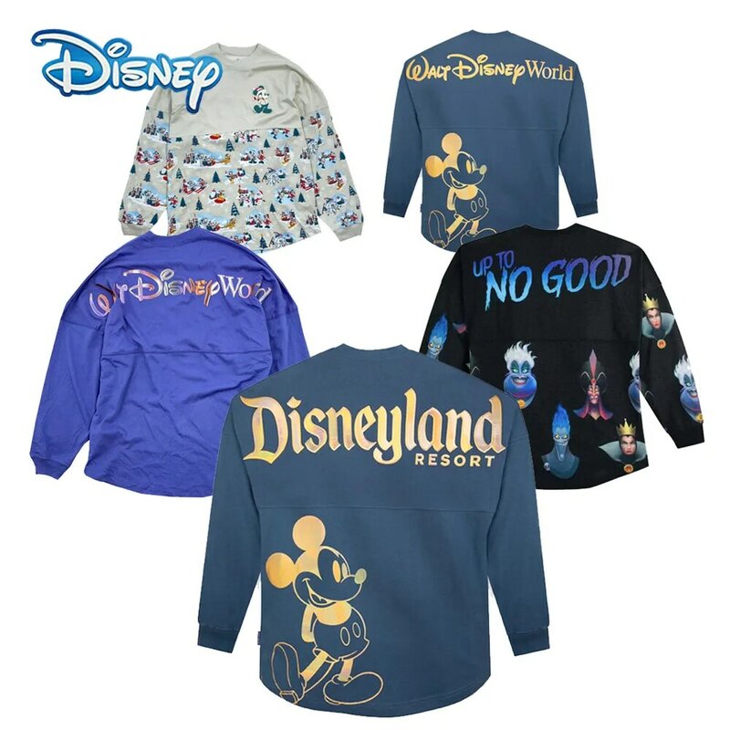 Disney 50th Anniversary Unisex Vrouwen Disneyland Blauw Hoodies Sweatshirt Oversize Paar Evil Queen Brief Losse O-hals Casual