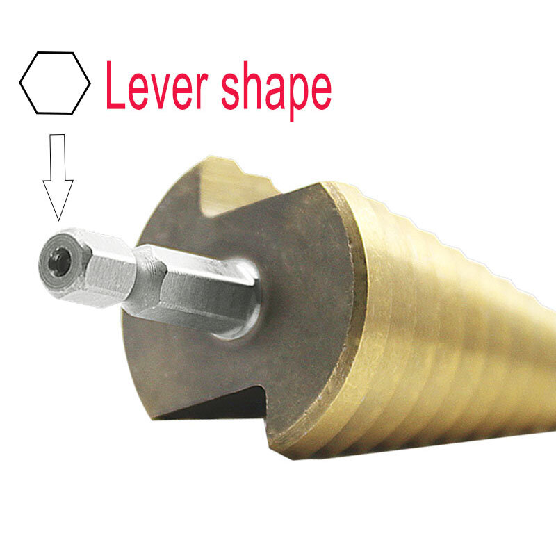 Broca de cono escalonado de titanio hexagonal, cortador de agujeros de 4-32MM HSS 4241 para chapa de Metal