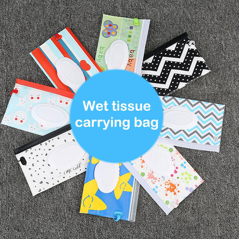 1Pc eco-friendly Wet Wipes Bag Baby Wipes Box Wet Wipe Box salviette per la pulizia sacchetto a chiusura lampo Clamshell Snap Strap Wipe Container Case