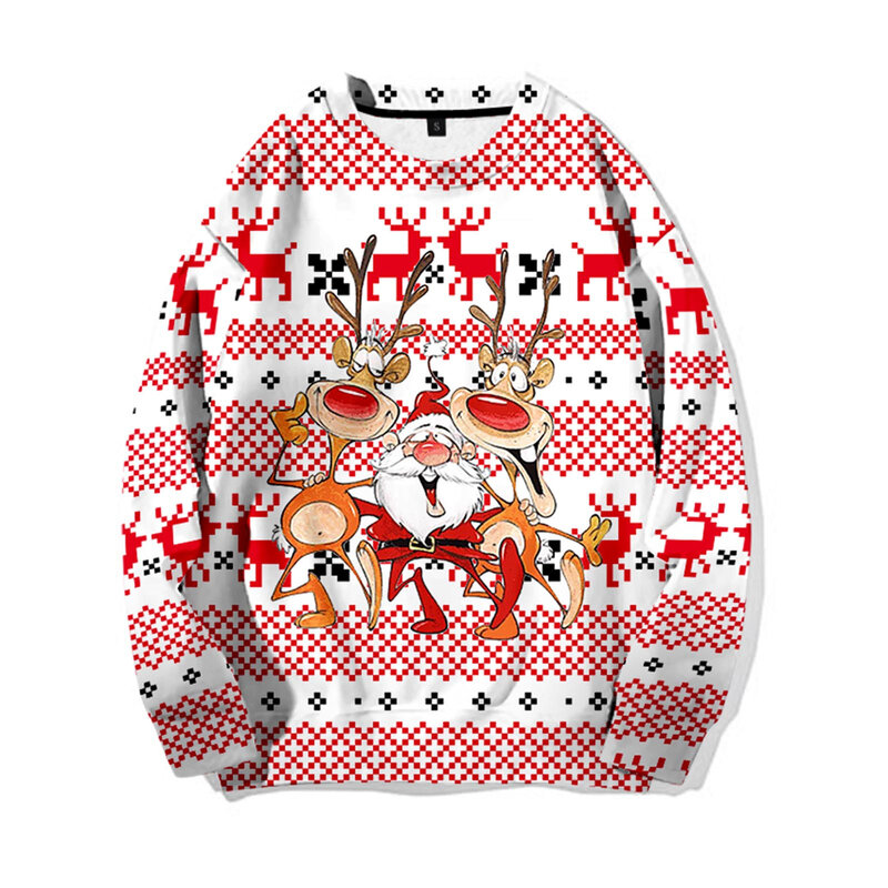Suéter de Navidad para hombre, jersey con copos de nieve de Papá Noel, suéteres de Navidad feos, Tops, sudadera para fiesta navideña