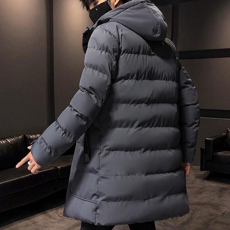 Jaqueta de algodão acolchoado com capuz de manga comprida com cordão de comprimento médio blusão abrigos jaqueta
