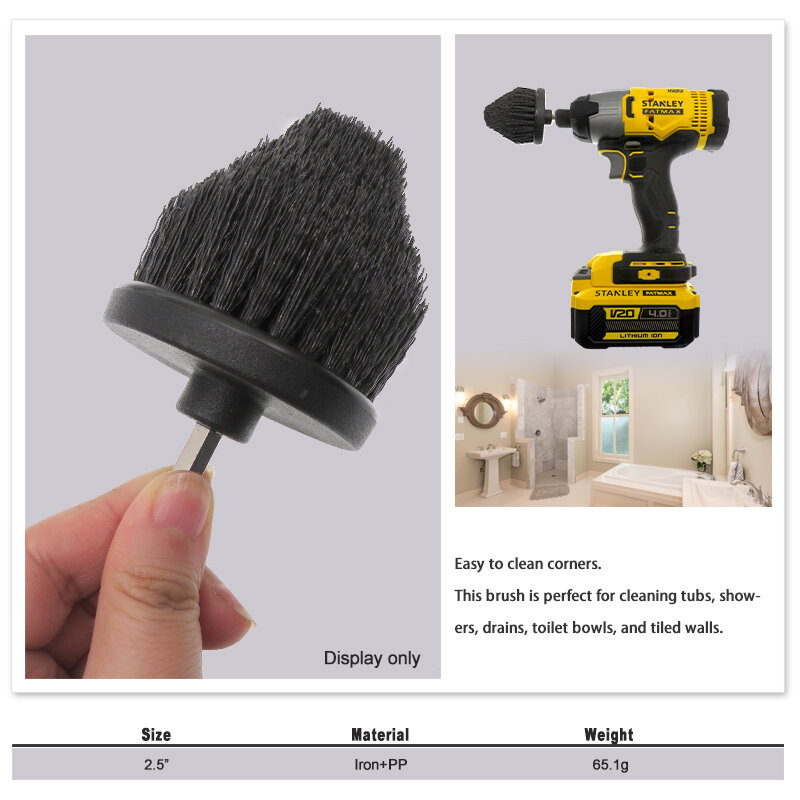 2.5 Inch Electric Cleaning Brush Wheel Brush Car Washing Connecting Rod Conical Detail Cleaning Tool for Furniture Kitchen