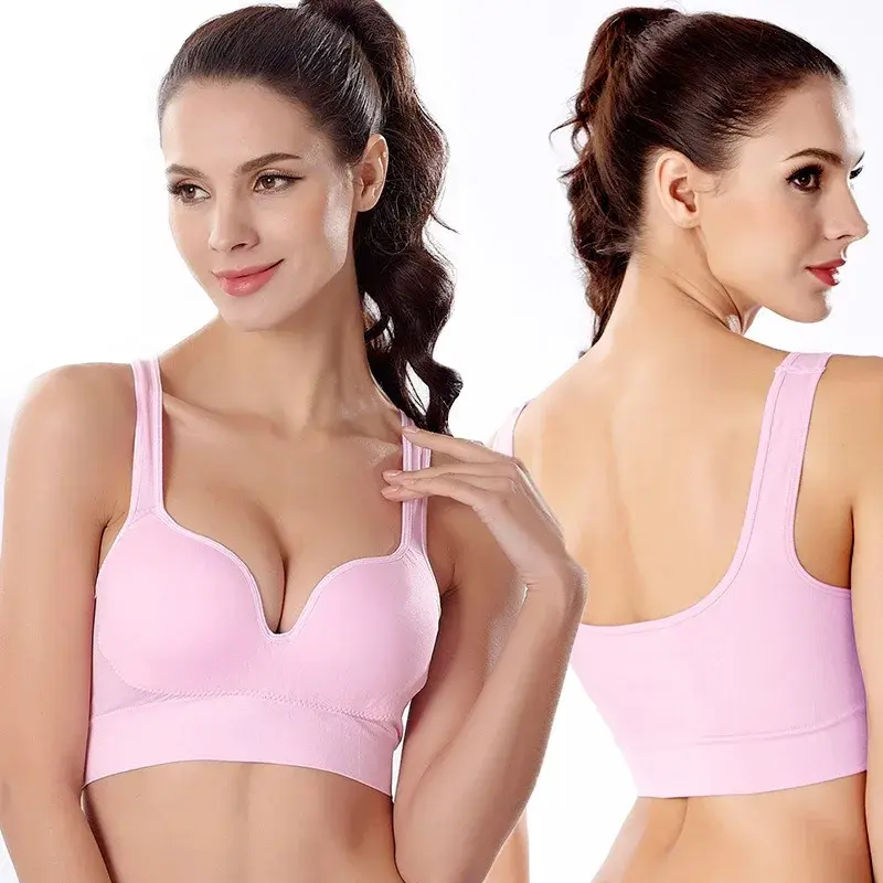 Plus size fixed cup back sports bra no underwire anti-sagging anti-shock yoga running underwear for women