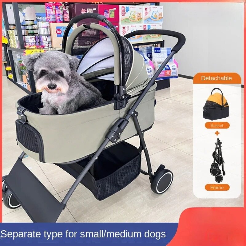 Folding Separate Small and Medium-sized Large Dog Space Large Outdoor Pet Car Cat Out Trolley Light Game Car Animal Supplies