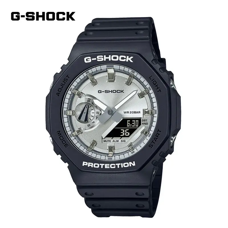 G-SHOCK jam tangan pria GA2100, arloji multifungsi kasual olahraga luar ruangan, tahan guncangan tampilan ganda