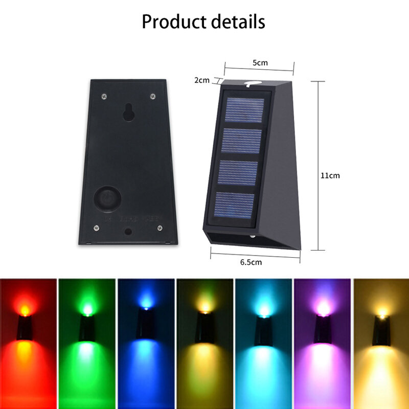 Solar LED Lights Outdoor Fence Waterproof Wall Lights 7 Colors Changing for Garden Backyard Patio Yard Decor Solar Deck Lamp