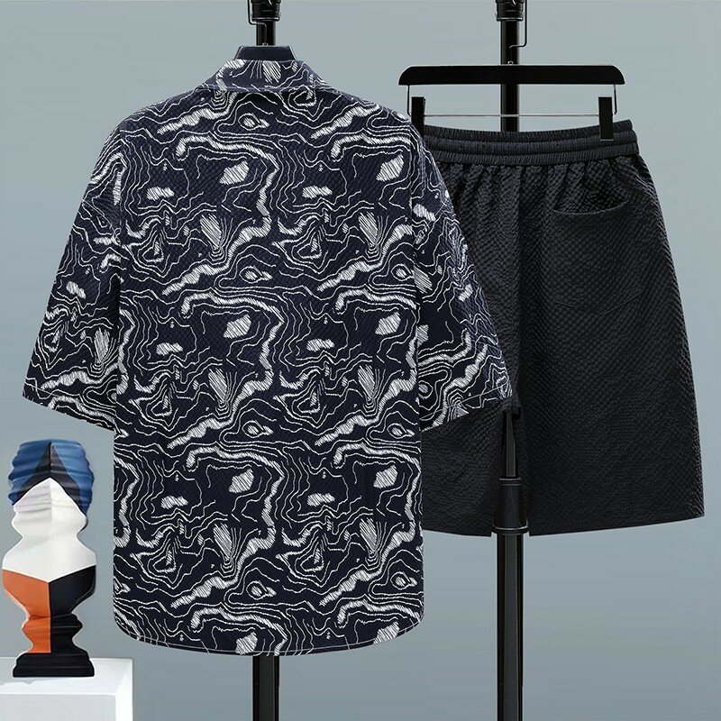 Conjunto de camisa y pantalones cortos para hombre, ropa deportiva informal a la moda para primavera y verano, 2024
