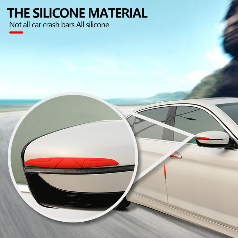 4 pezzi bordo della portiera dell'auto adesivi per barra di protezione anticollisione protezioni laterali in Silicone striscia di protezione della copertura dello specchietto retrovisore
