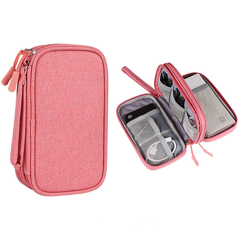 Travel Cable Organizer Bag Pouch Electronic Accessories Carry Case Portable Waterproof Double Layers Storage Bag For Cable Cord