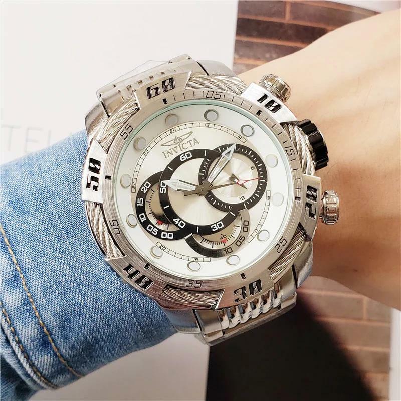 Montre à quartz chronographe multifonctionnelle pour homme, bracelet en acier inoxydable, étanche, décontracté, affaires, designer