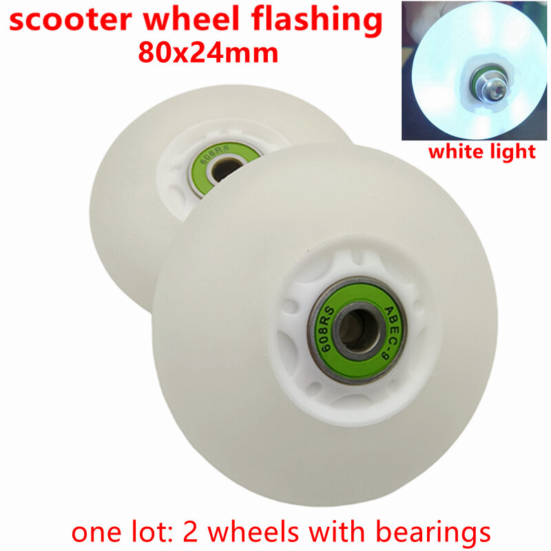 Scooter roda piscando luz, frete grátis, 80mm, 80x24mm rolamento, abec-9