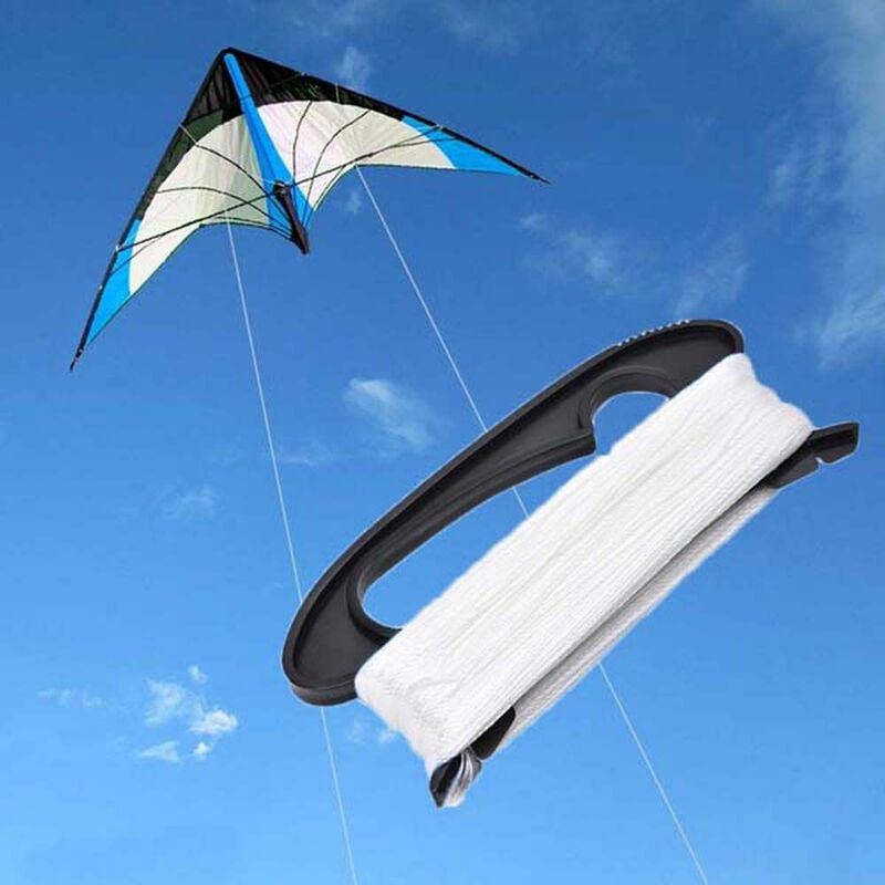 Cor preta D Forma Ferramenta de Papagaio Plástico, Kite Thread Winder, Flying Kite Line, Handle Board infantil, Presente