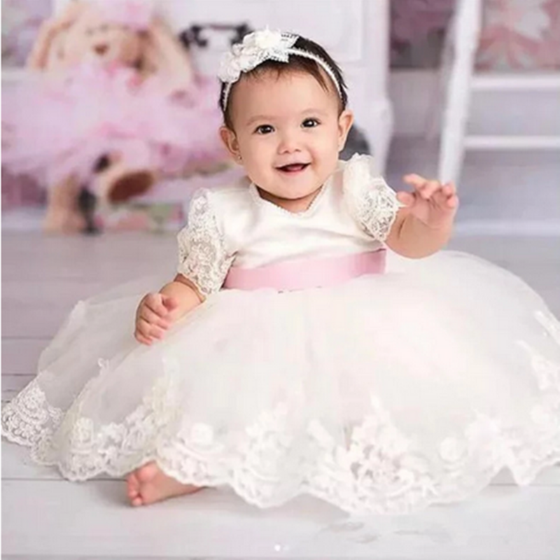 Flower Girl Dresses Bridesmaid Party Pageant Dresses Lace Flower Girls Gowns White First Communion Dress