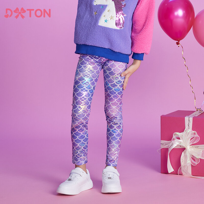DXBOU- Leggings coupe slim pour fille, pantalon crayon, style sirène, pour enfant en bas âge, de 3 à 12 ans, nouvelle collection