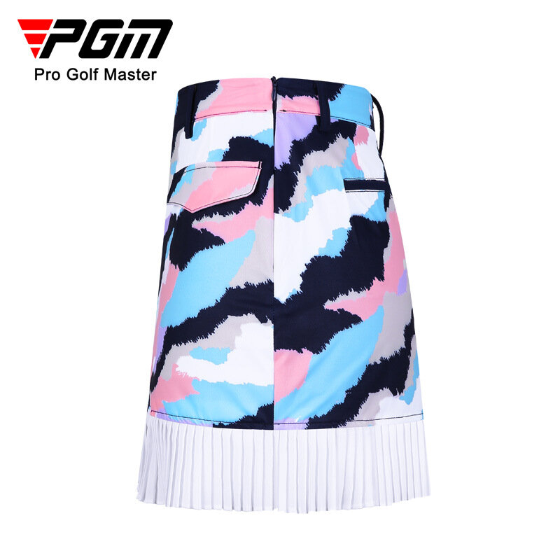 PGM جولف السيدات الصيف تنورة قصيرة موضة متعدد الألوان طباعة مقاوم للماء مطوي تنورة الظهر سوينغ تنورة