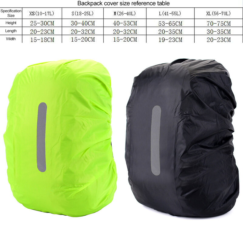 Reflective Waterproof Backpack Rain Cover Outdoor Sport Night Cycling Safety Light Rain Cover Case Bag Camping Hiking 10-70L