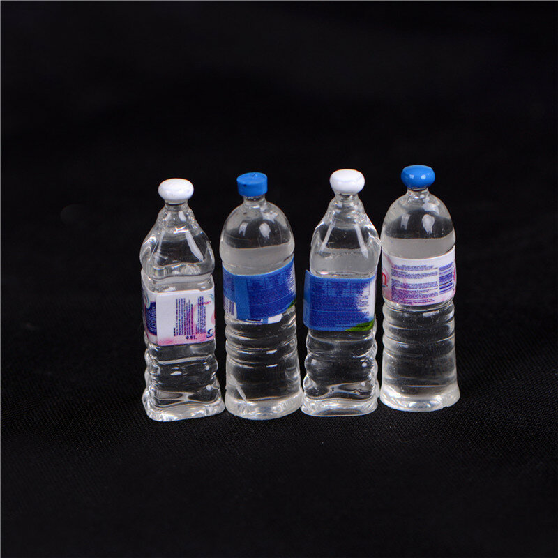 4 Pcs 1:12 Dollhouse Mineral Water Bottle Miniature Toys Doll Food Scene Model For Doll House Kitchen Living Room Accessories
