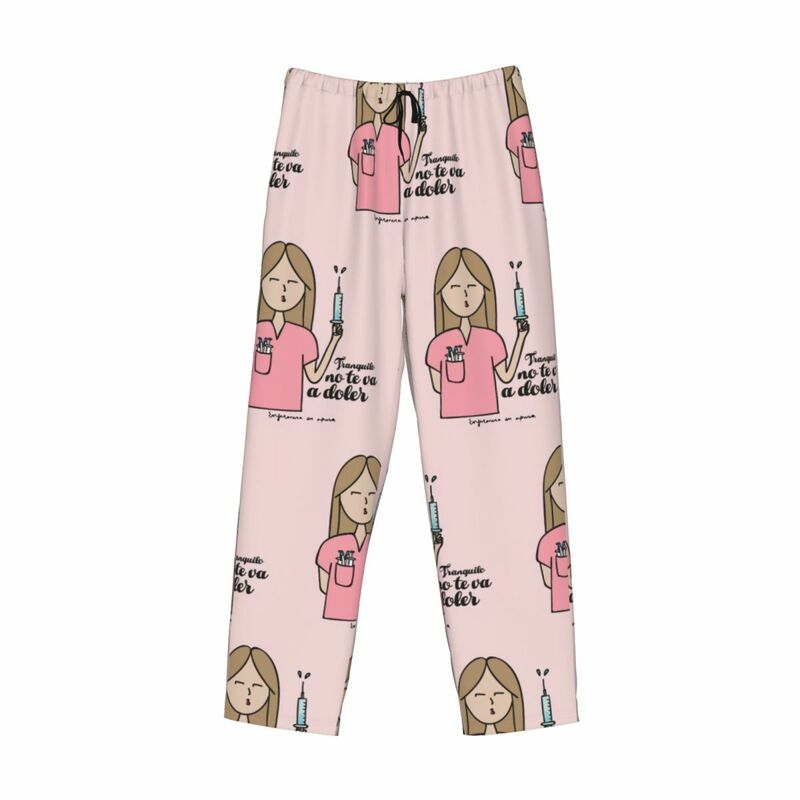 Pantalones de pijama médicos personalizados para hombres, ropa de dormir con cordón, pantalones de dormir con bolsillos