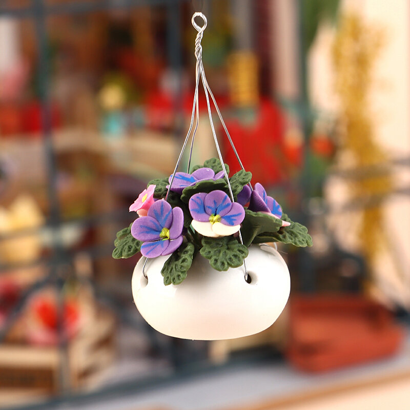 Plantas em vasos miniatura para Dollhouse, modelo de bonsai, vaso suculento, tanque pendurado, jardim, decoração doméstica, acessórios de brinquedos, Phalaenopsis, 1:12