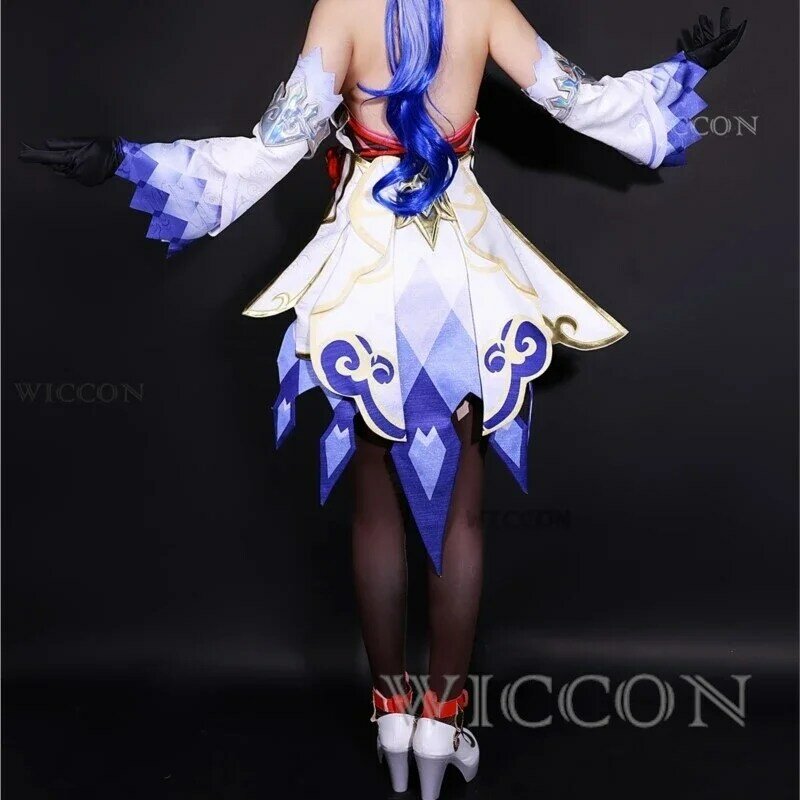 Genshin Impact Ganyu disfraz de Cosplay para mujer, vestido de peluca, piel de flor Crepúsculo, fiesta de disfraces de Anime de Halloween, traje Sexy