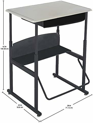 Stand-Up Desk e ADHD Footrest Bar, Desktop Standard, Kids Standing Desk, sem Book Box e Pêndulo Swinging, Fidgeting Bar