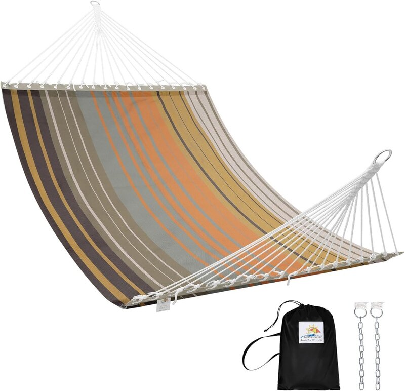Patio Watcher 13 FT Double Quick Dry Hammock Folding Concealed Steel Spreader Bar Portable Two Person Hammock for Camping