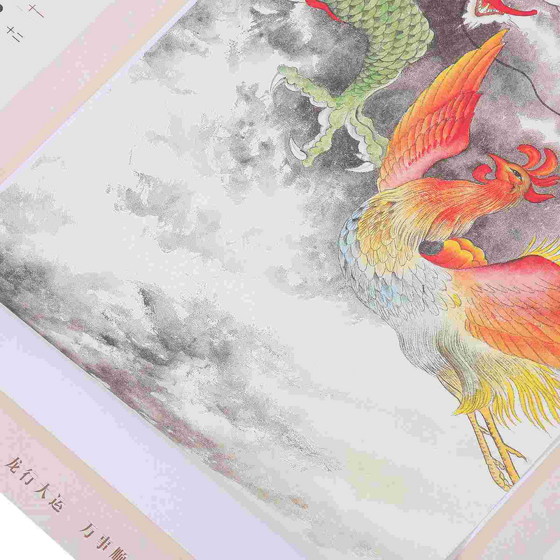 2024 Neujahr Wandkalender Jahr Rattan Scroll chinesische Scroll Bild Feng Shui Scroll monatliche chinesische Scroll Bild