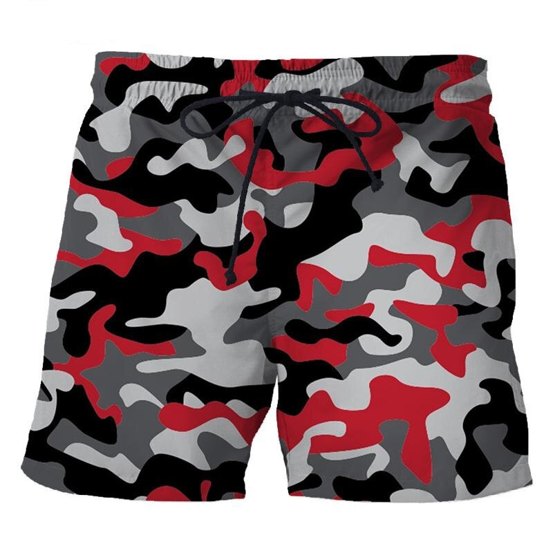 Kamuflażowe krótkie spodnie z nadrukiem 3D męskie spodenki plażowe sportowe Unisex moda na co dzień kąpielówki plażowe ubrania