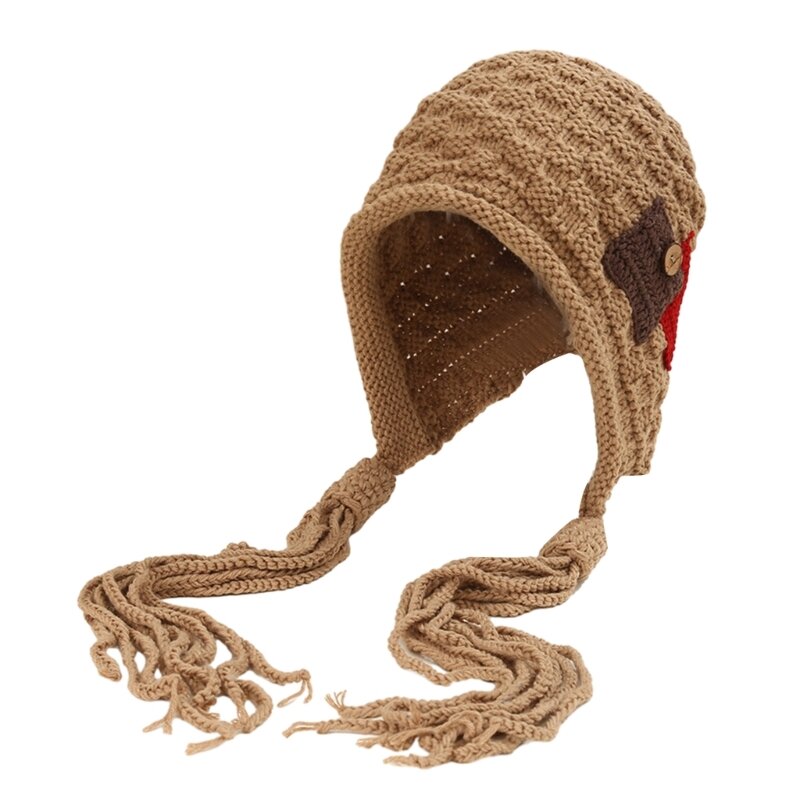 手作りファッションニット帽子レディース秋冬耳保護タッセル帽子