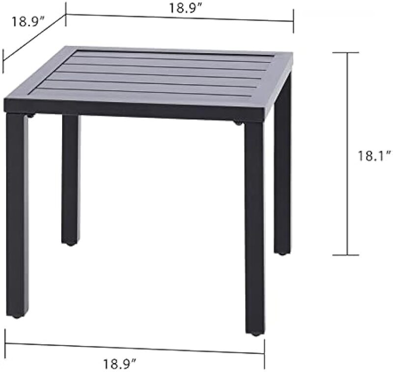 小さな正方形の金属製のサイドテーブル,黒のパティオ,ビストロテーブル,ヴィラ,屋内および屋外用