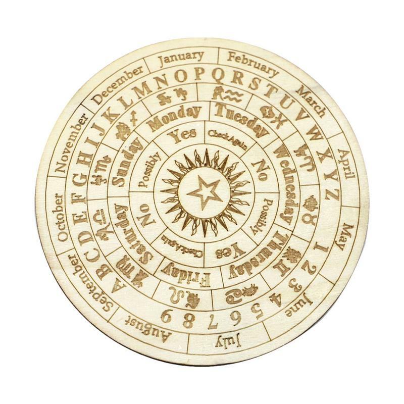 Tablero de péndulo de adivinación de madera, placa Carven de energía de Luna, Sol, estrella, tablero de mensajes metafísico, brujería