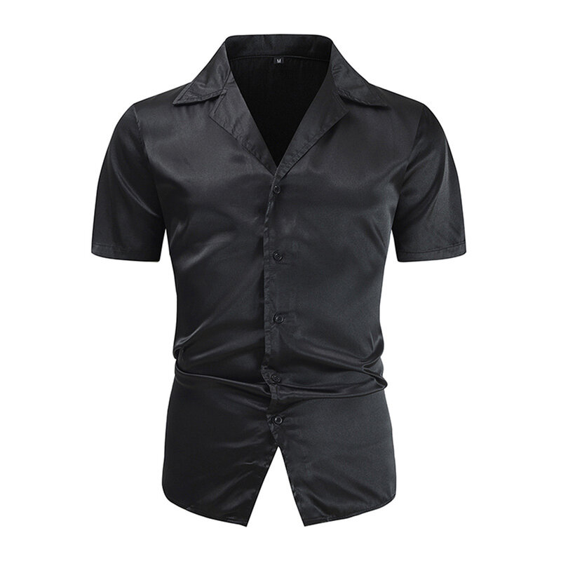 Sommer Männer \\\'s Hemd Hemd Button-Down-Kragen glänzend regelmäßig Kurzarm Turn-Down bequeme Mode heiß stilvoll