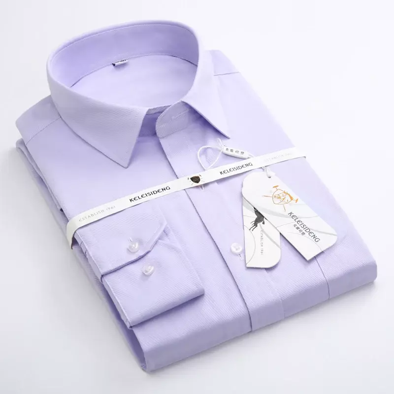 Long Sleeved Twill Men's Work Shirt Regular Fit Solid Formal Dress Shirts for Male White Mens Social Shirts  Business clothing