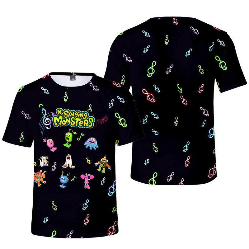 3D New My Singing Monsters Monster Concert Impressão Digital de manga curta T-shirt Presente de aniversário para meninas Crianças Meninos