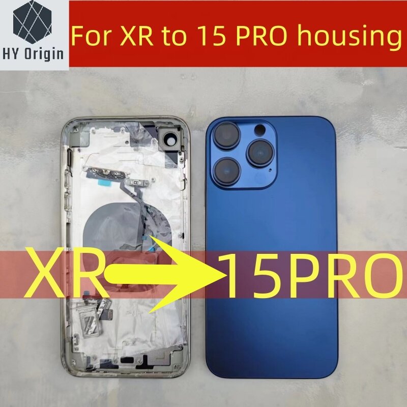 غلاف خلفي لـ XR مثل 15 Pro ، غطاء خلفي ، بطارية بديلة ، إطار متوسط ، تصنعه بنفسك ، حتى 15 Pro