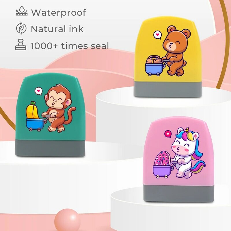 DIY Children's Name Seal Custom Student's Name Stamp Kindergarten Clothes Waterproof Name Sticker Kawaii Montessori Stamp Gift