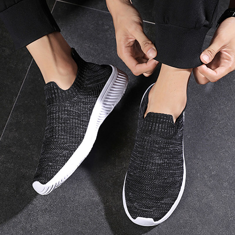 Men Shoes Lightweight Sneakers Men Knitting Casual Walking Shoes Breathable Slip On Mens Women Loafers Zapatillas Hombre MSH008