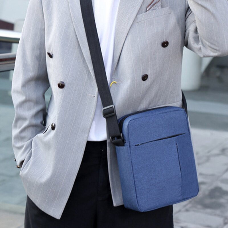 Bolsa diagonal de ombro masculino, bolsa quadrada pequena, moda casual