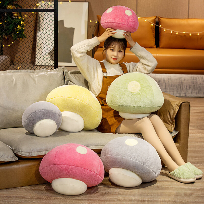 Poupées en peluche champignon Kawaii 35/50cm, Simulation de plantes mignonnes, coussin d'oreiller à câliner doux, jouets pour enfants, décor de chambre Kawaii