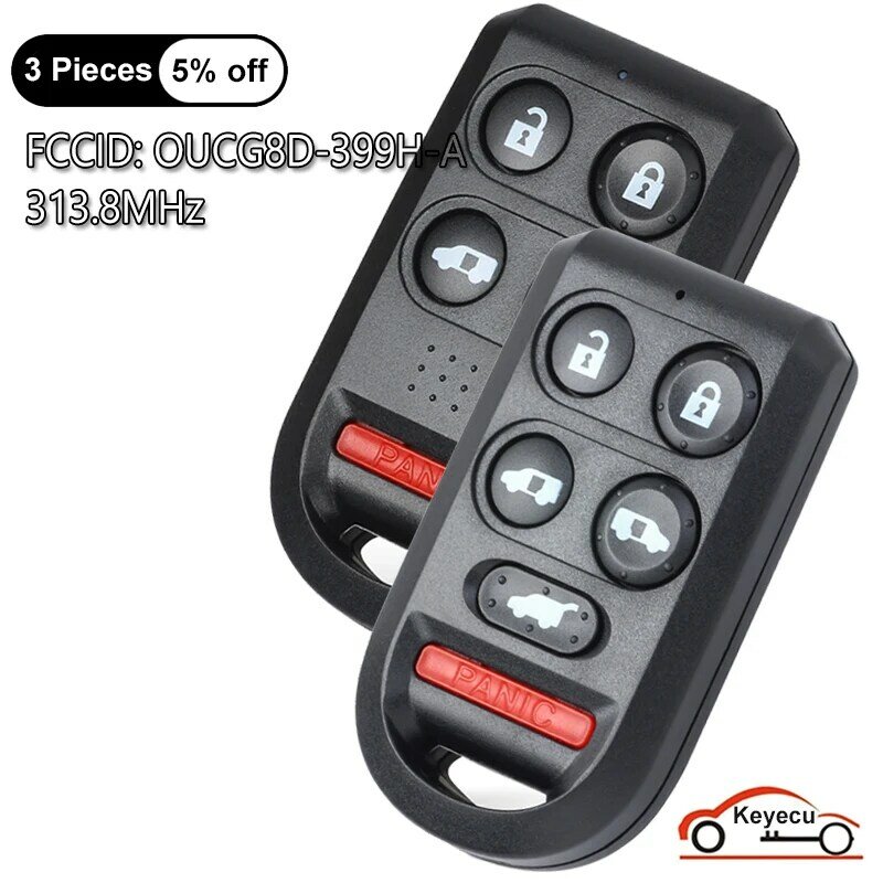KEYECU 5 6 Buttons 313.8MHz for Honda Odyssey 2005 2006 2007 2008 2009 2010 Remote Control Key Transmitter Fob OUCG8D-399H-A