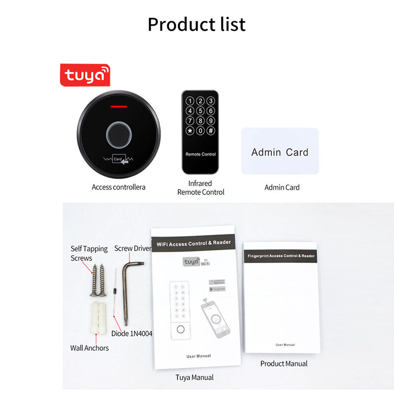 HF7-EM(TuYa/WiFi)  Metal Waterproof Fingerprint+ID Card Access Control/ Reader（Infrared remote control setting machine）