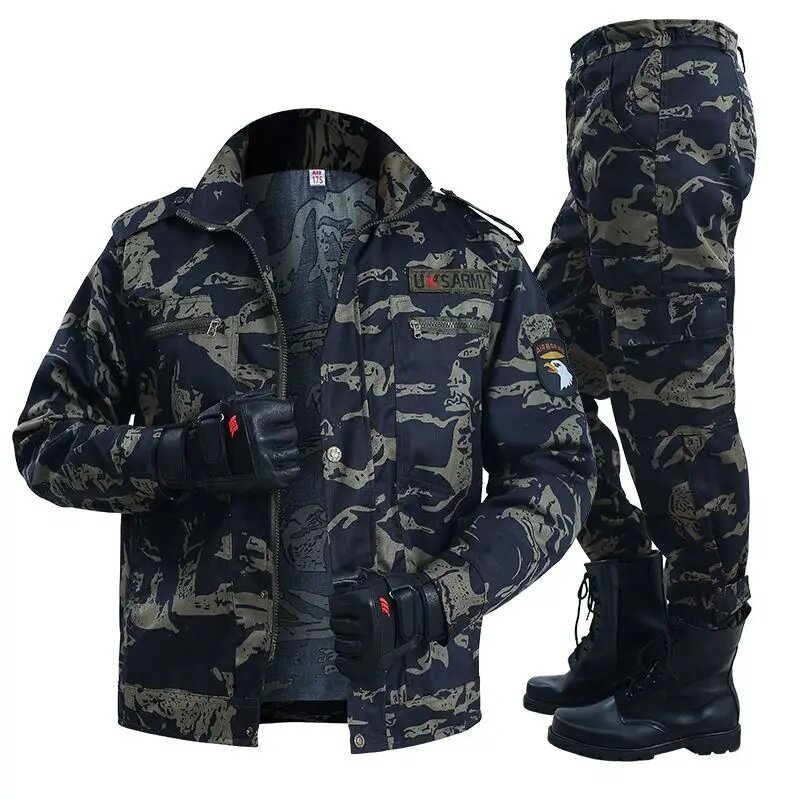 New Men's Fishing Suit Camouflage Suit Outdoor Spring and Autumn Wearable Sports Suit Training Mountaineering Coat 3-Piece Set