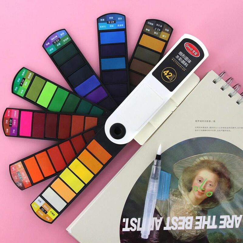Składany zestaw farb akwarelowych stały 18/24/36/42 kolorów zestaw pigmentów do malowania z pędzlem wodnym pióro akwarela pigment szkoła
