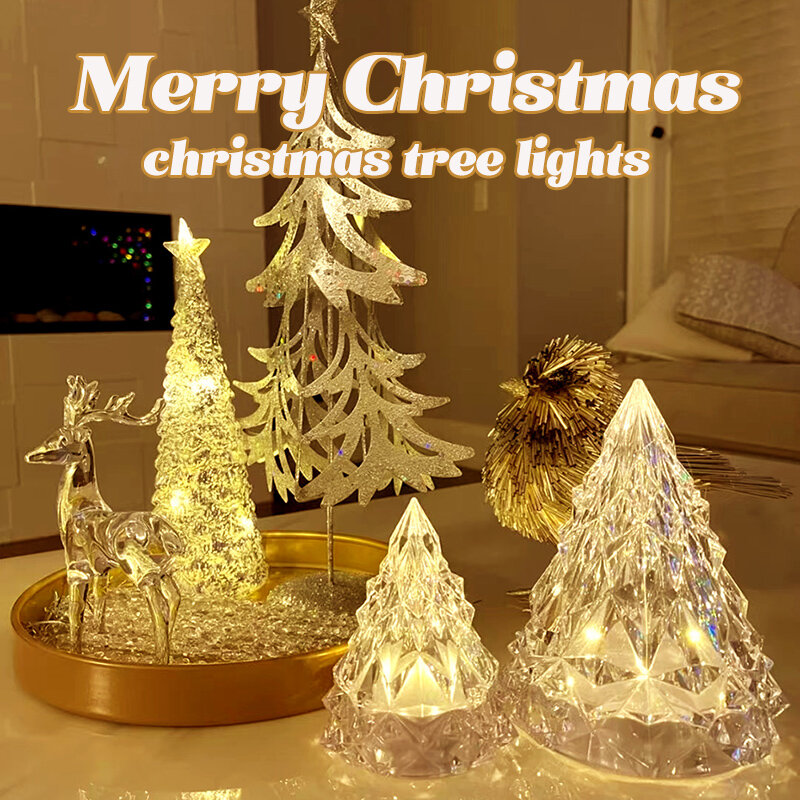 Dekorasi pohon Natal LED, lampu malam kristal suasana ruang tamu pesta kamar tidur hadiah ulang tahun