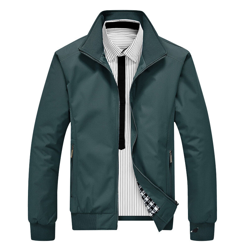 Jaqueta casual com gola Stand masculina, casaco extragrande, Casacos finos, Streetwear monocromático, roupas plus size, 8XL, AF5518