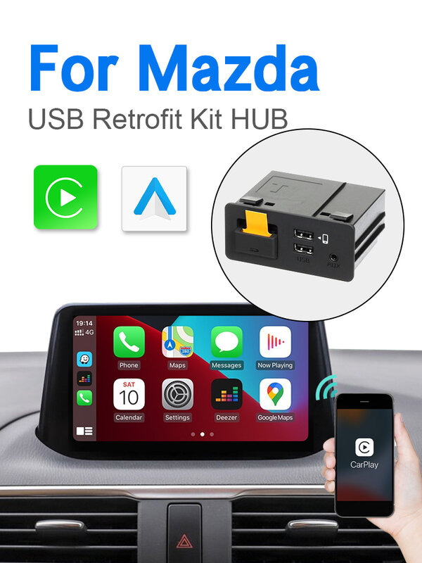Apple CarPlay modernizacja bezprzewodowy Adapter USB z systemem Android dla Mazda2 3 6 CX3 CX5 CX8 CX9 MX5TK78669U0C